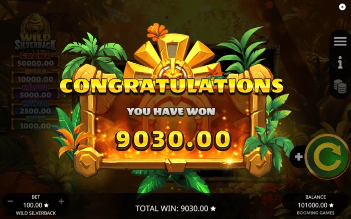 Wild Silverback - gain total pour le round de Free Spins